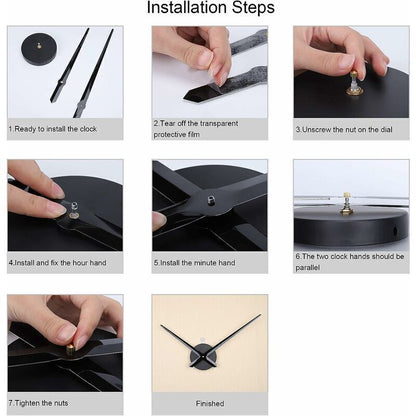 Large Black Wall Clock with Single Hand without Numbers, Clock Mechanism with High Longitudinal Shaft and 31.5 cm Long Hands- - Image 5