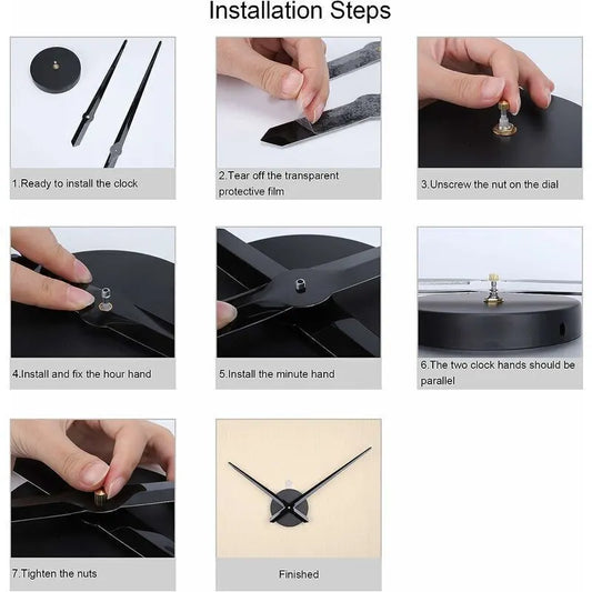 Large Black Wall Clock with Single Hand without Numbers, Clock Mechanism with High Longitudinal Shaft and 31.5 cm Long Hands- - Image 5