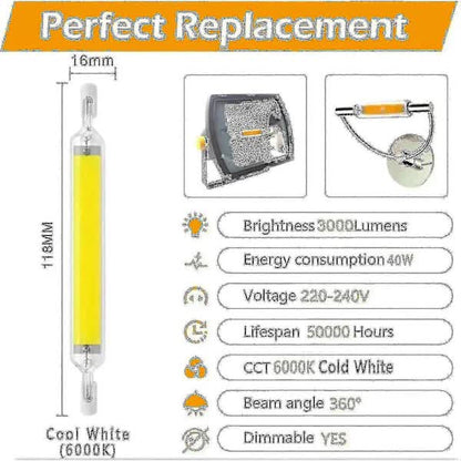 [CA] R7s 118mm 20w LED Bulb Cool White 6000k, 3000lm, J118 400w Halogen Bulb Equivalent, Dimmable, 360 Degree Linear 20w R7s Tw - Image 5