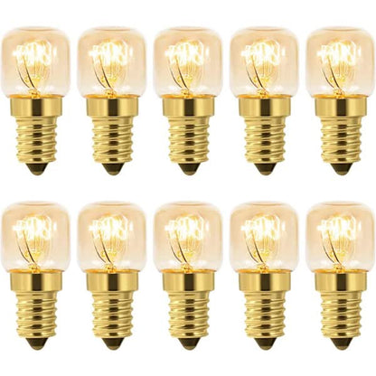 10-pack Dimmable E14 Oven Light Bulb, Edison E14 T22, Withstands up to 300 degrees, 2700K Warm White, 160LM, AC 220V