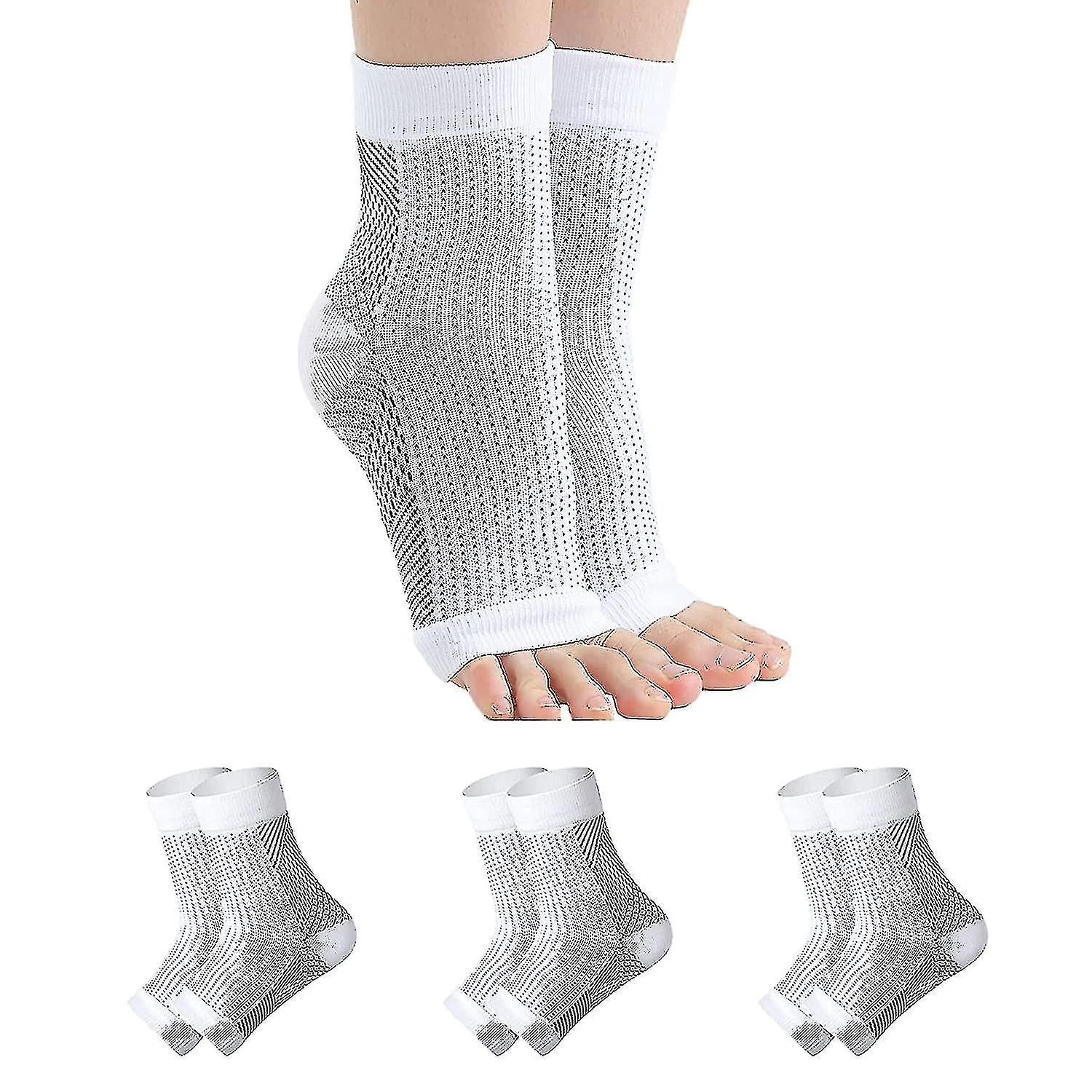 Pairs Neuropathy Socks, Soothing Socks for Neuropathy Pain, Tendinitis Compression Socks, Plantar Fasciitis, Neuropathy - White - L XL