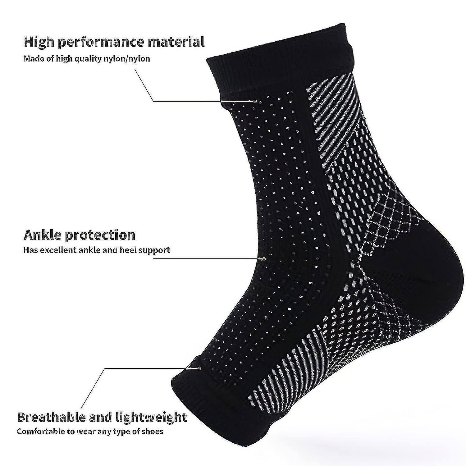 Pairs Neuropathy Socks, Soothing Socks for Neuropathy Pain, Tendinitis Compression Socks, Plantar Fasciitis, Neuropathy - White - L XL - Image 3