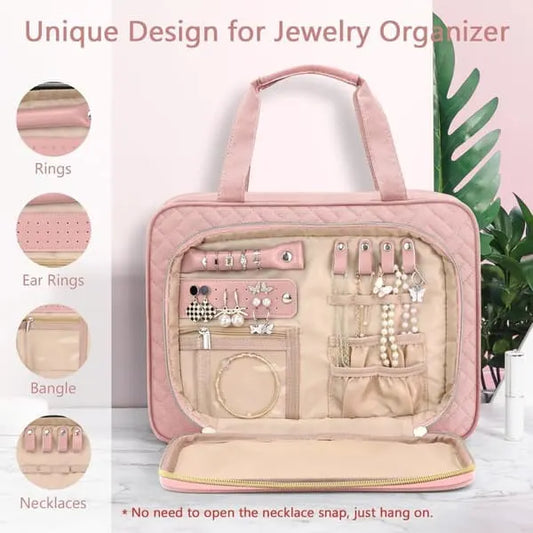 Toiletry Bag - Hanging Travel Toiletry Bag - Large Makeup Bag - Simple - Pink - Image 2