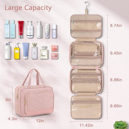 Toiletry Bag - Hanging Travel Toiletry Bag - Large Makeup Bag - Simple - Pink - Image 4