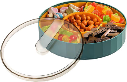 Snack Tray with Compartment Snacks Bowl with Lid Plastic Snacks Compartment Snacks Bowls Flat Storage Box Candy Bowl for Nuts Snacks Candy Cookies