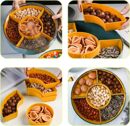Snack Tray with Compartment Snacks Bowl with Lid Plastic Snacks Compartment Snacks Bowls Flat Storage Box Candy Bowl for Nuts Snacks Candy Cookies - Image 3