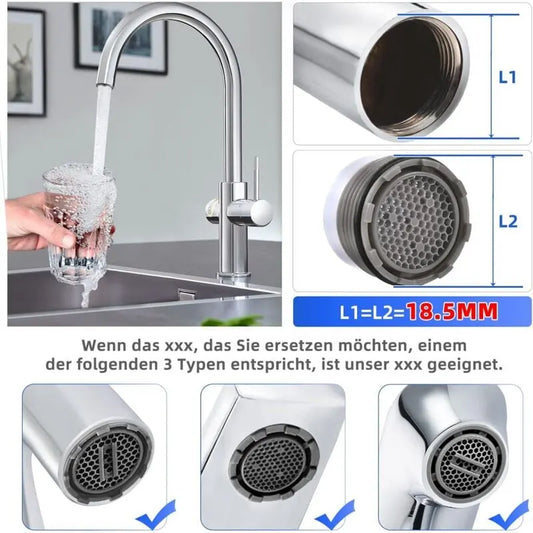 Perlator M18.5, 6-pack faucet aerator, faucet filter insert, external thread water saver for faucet with 2 aerator keys - Image 2