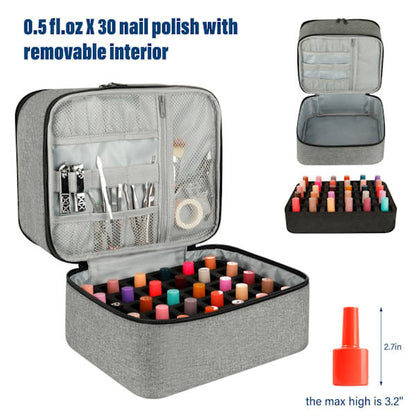 Nail Polish Storage Case with UV Light - Professional Organizer for Nail Kits, Gray_yux - Image 4