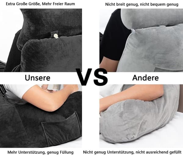 Extra Large Back Cushion with Armrests – Reading and Sitting Cushion for Bed & Sofa - Image 4