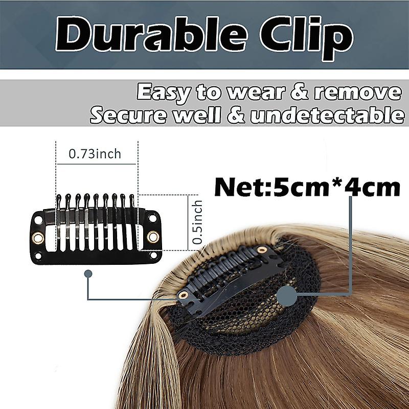 Clip In Hair Bangs Extensions French Bangs Stylish Bangs Hair Pieces blonde & bleachblonde blonde & bleachblonde 28cm - Image 4