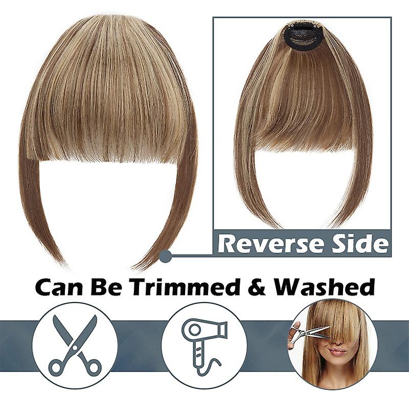 Clip In Hair Bangs Extensions French Bangs Stylish Bangs Hair Pieces blonde & bleachblonde blonde & bleachblonde 28cm - Image 5