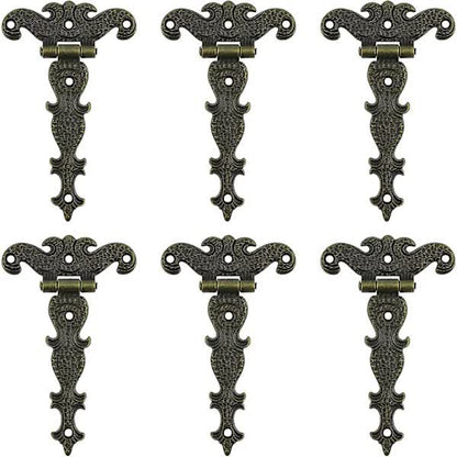 Antique Hinges, Bronze Decorative Retro Carved Hinges Cabinet Hinges For Doors Cupboard Jewelry Box 6 pcs