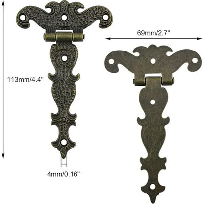 Antique Hinges, Bronze Decorative Retro Carved Hinges Cabinet Hinges For Doors Cupboard Jewelry Box 6 pcs - Image 2