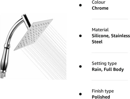 Powerful Rain Shower Head - High Pressure Rain Shower Heads - Large Square Shower Head with Chrome Finish - Universal Replacement Shower Accessories - Image 5
