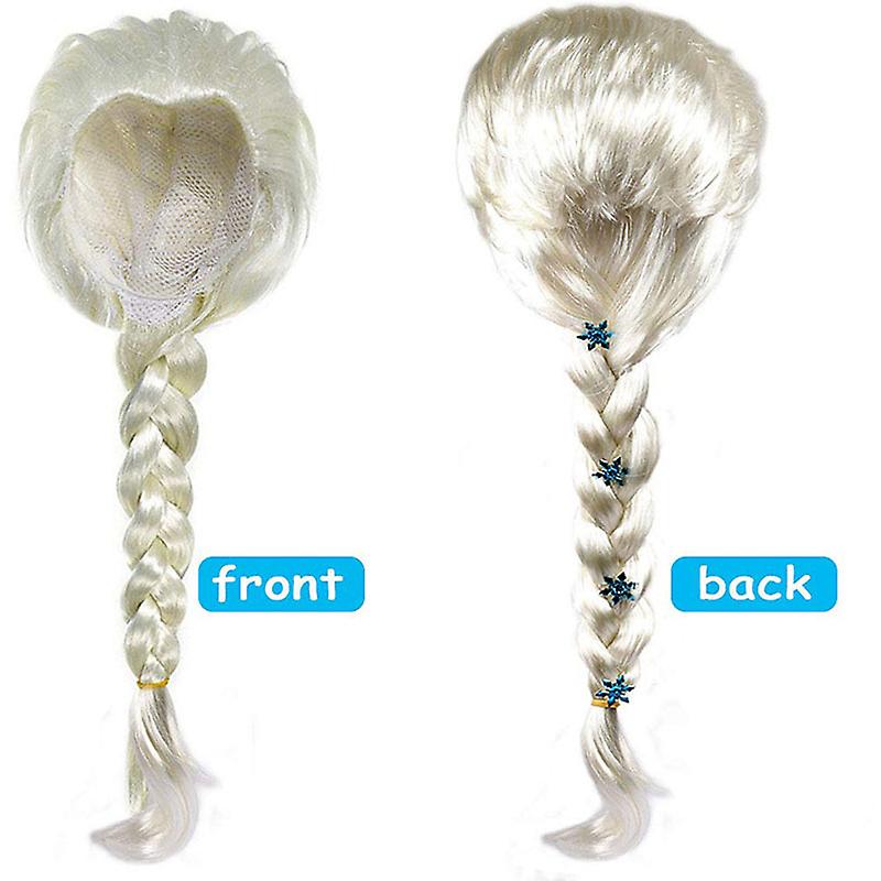 Elsa Princess Dress Clothes Cosplay Dress Up Gloves Wand Crown Jewelry Set Elsa Wig Necklace Braid - Image 2