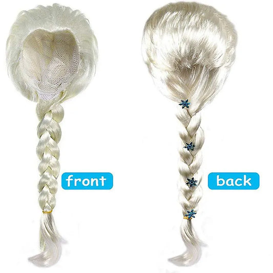Elsa Princess Dress Clothes Cosplay Dress Up Gloves Wand Crown Jewelry Set Elsa Wig Necklace Braid - Image 2