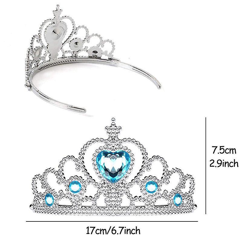 Elsa Princess Dress Clothes Cosplay Dress Up Gloves Wand Crown Jewelry Set Elsa Wig Necklace Braid - Image 4
