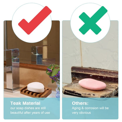 Wooden Soap Dish 2pcs, Soap Holder in Natural Teak, Soap Container for Shower, Bathroom, Kitchen, Bathtub, Razor, Sponges_max_sai - Image 3