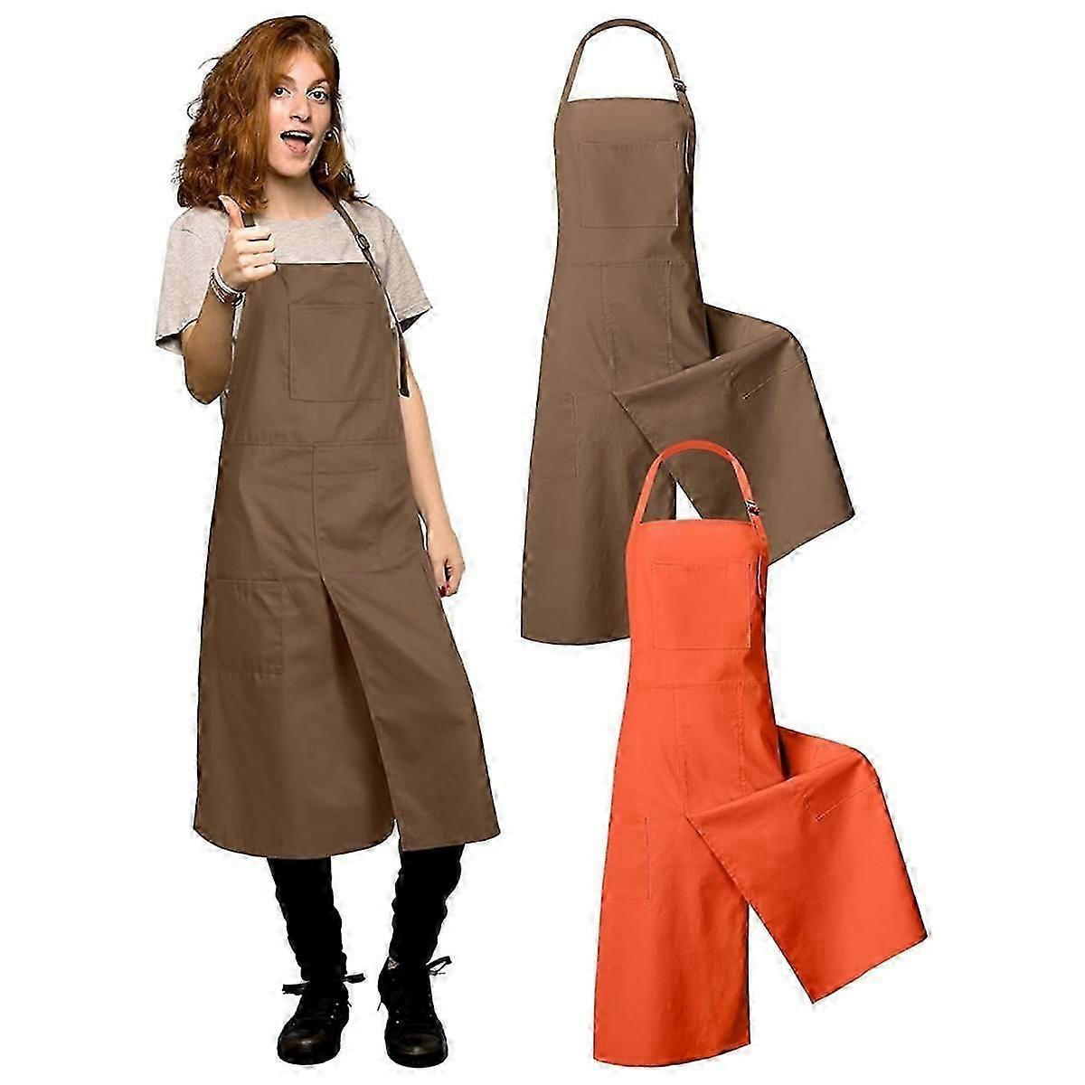 2pcs Ceramic Aprons with Split Legs Ceramic Aprons Split Legs Long Ceramic Aprons for Women Men DIY Cera (FMY)_qcx - Image 2