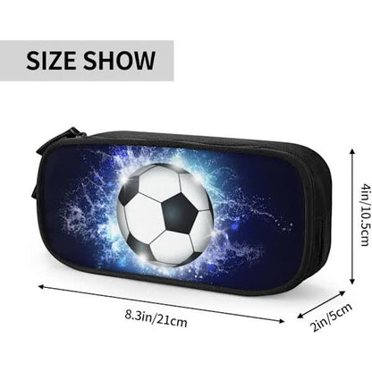 NA/Blue sports pencil case with soccer theme, spacious and durable pencil case with zippers, soccer pencil case Soccer Blue Soccer,y - Image 3