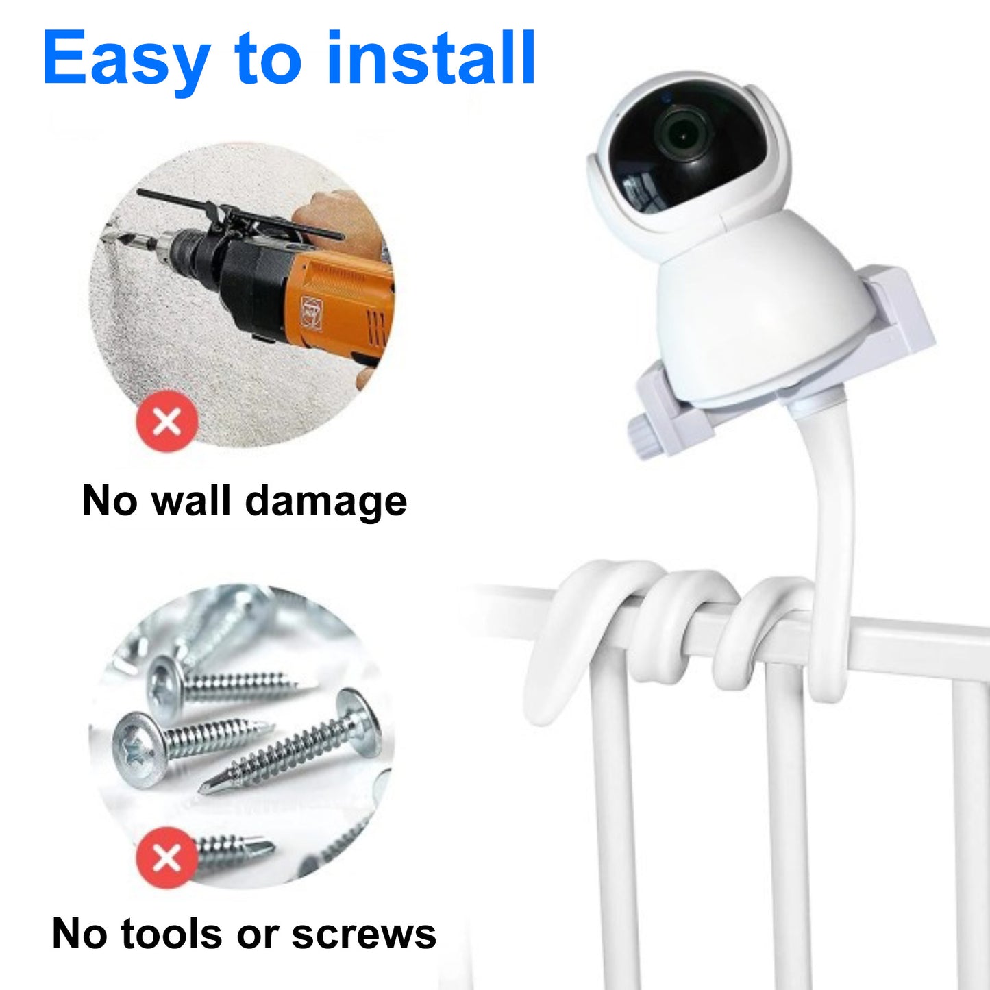 Universal Baby Monitor Holder Longer White Flexible Silicone Baby Camera Tripod - Image 3