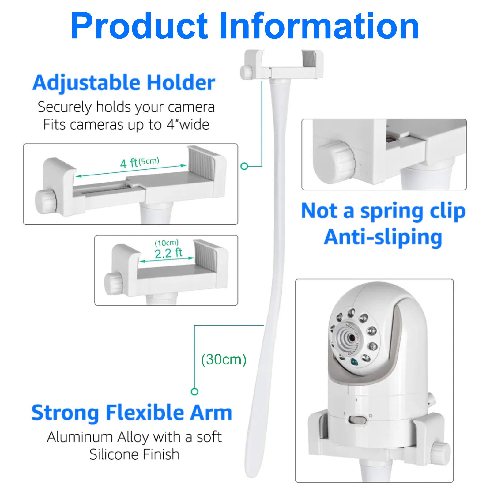 Universal Baby Monitor Holder Longer White Flexible Silicone Baby Camera Tripod - Image 5