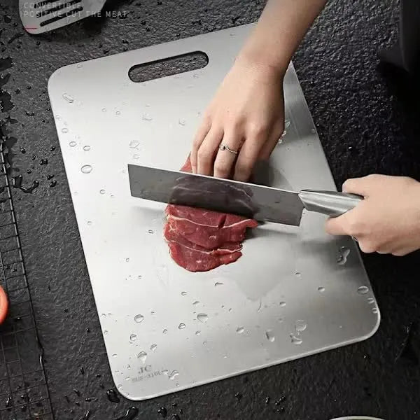 Titanium Cutting Board, Stainless Steel Cutting Board, Double Sided Titanium Compatible with Cutting Meat, Cutting Board Compatible with Fruit, 34x23cm-FD17--FA- - Image 3