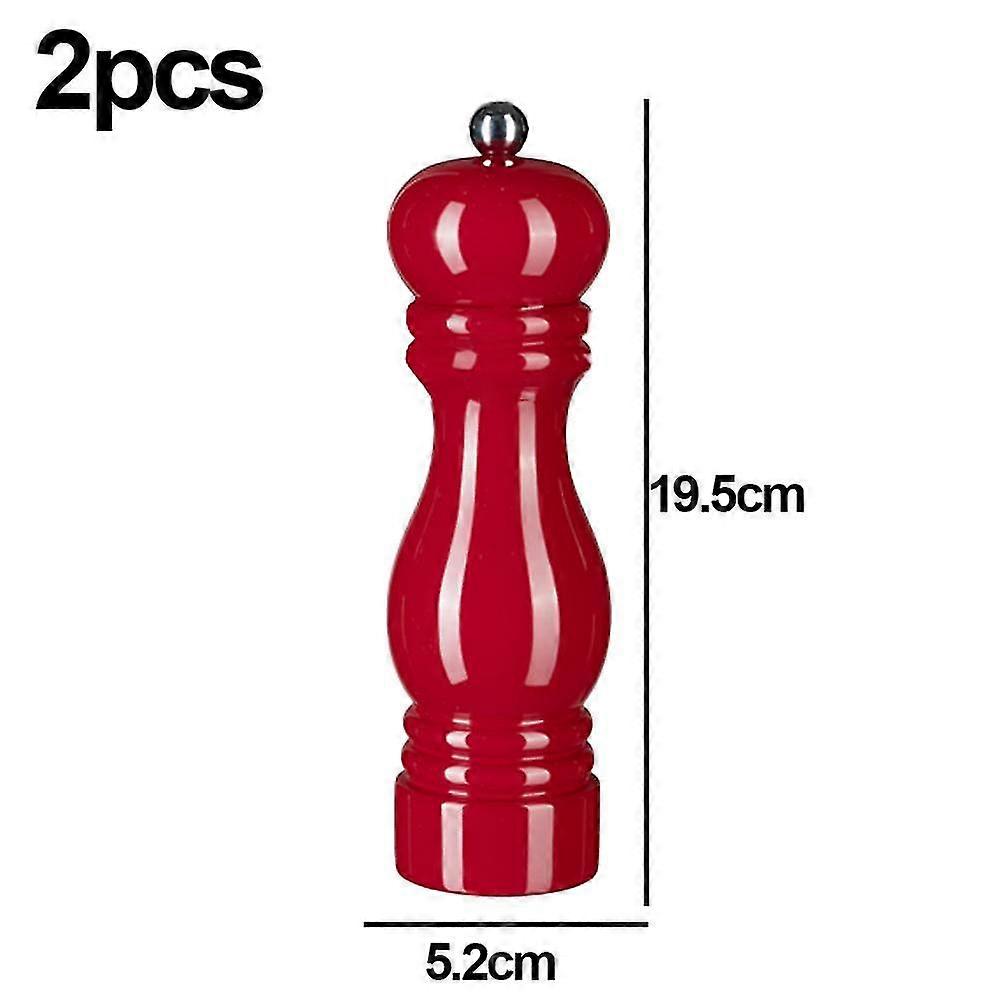 Salt and Pepper Mill Wooden Pepper Mill Salt Pepper Shaker With Adjustable Ceramic Rotor_Cheap Gifts 2pcs red - Image 2