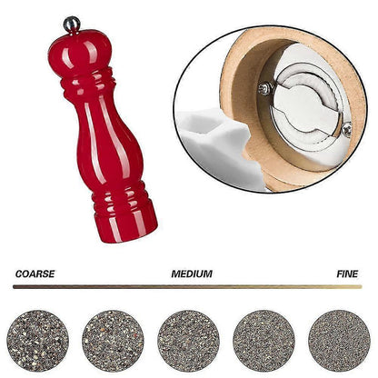 Salt and Pepper Mill Wooden Pepper Mill Salt Pepper Shaker With Adjustable Ceramic Rotor_Cheap Gifts 2pcs red - Image 3