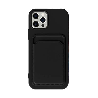 iPhone 13 Silicone Case with Card Holder - Black Black - Image 2