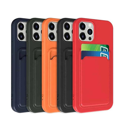 iPhone 13 Silicone Case with Card Holder - Black Black - Image 3