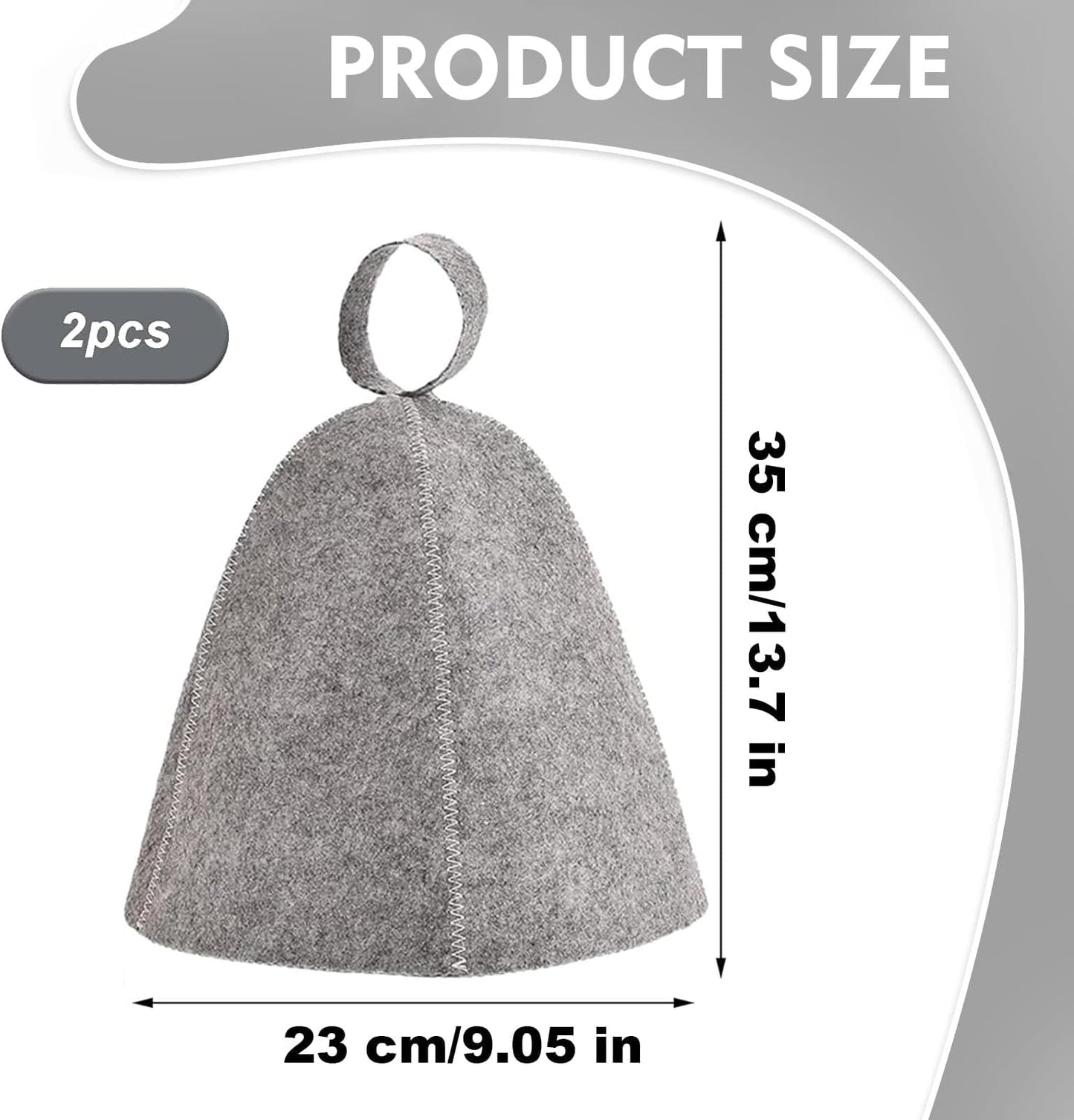 pcs sauna hats, original wool, comfortable and breathable for sauna, 100% natural sauna accessories in felt (gray and white) _jar - Image 2