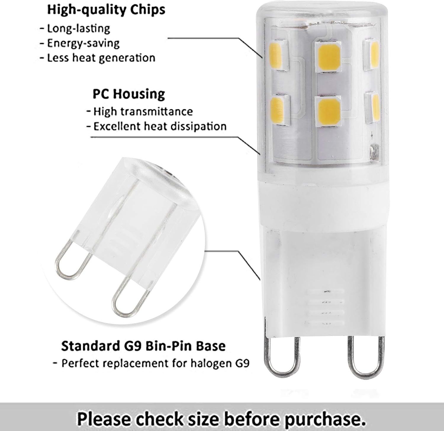 10pcs G9 2W 16LED Mini LED Bulbs, Ceramic Base, Eye Protection, Dimmable Design, Energy Saving Equivalent to 30 Watt Halogen - Image 3