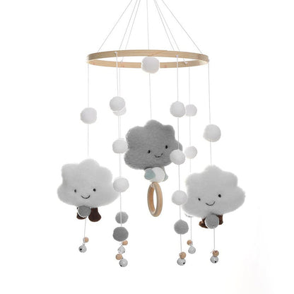 Baby Mobile Music Box, Safe Baby Crib Mobile Hanging Pendant Music Box Bedside Clock Grey_yux Gray