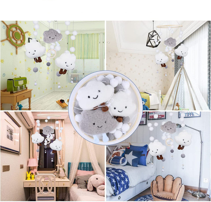 Baby Mobile Music Box, Safe Baby Crib Mobile Hanging Pendant Music Box Bedside Clock Grey_yux Gray - Image 3