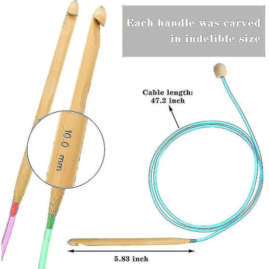 23-piece Tunisian crochet hook set with pearl, carbonized bamboo crochet hook [CO] - Image 2