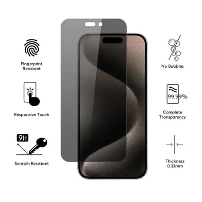 New 3-pack Compatible with iPhone 16 Pro Max Privacy Tempered Glass Screen Protector - Image 2