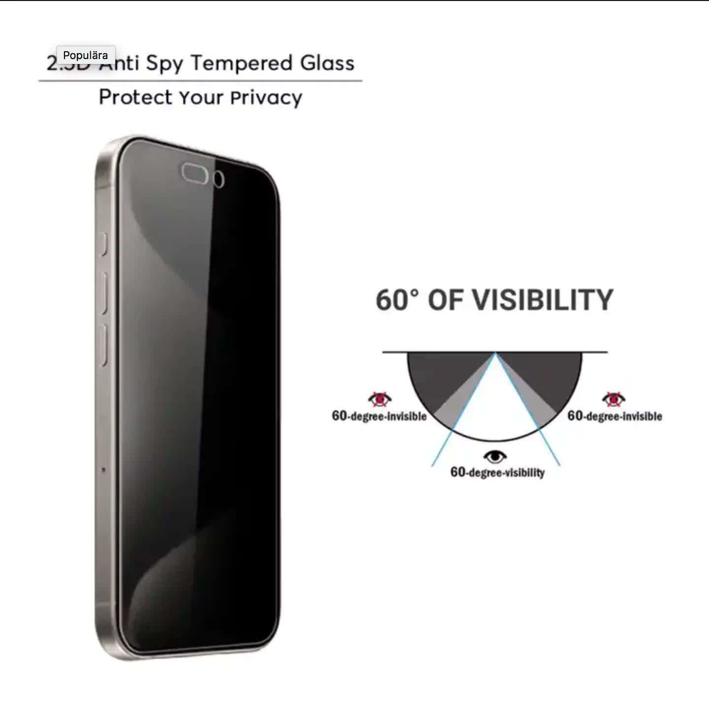 New 3-pack Compatible with iPhone 16 Pro Max Privacy Tempered Glass Screen Protector - Image 4