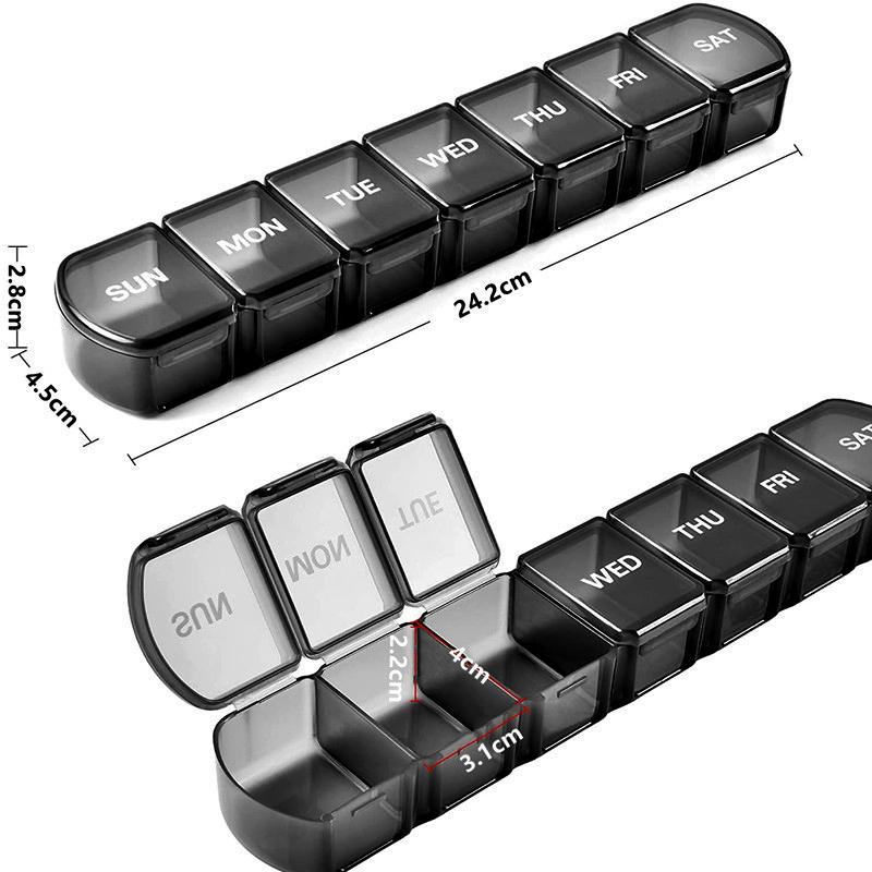 Medicine dispenser for 1 week with large compartments black - Image 2