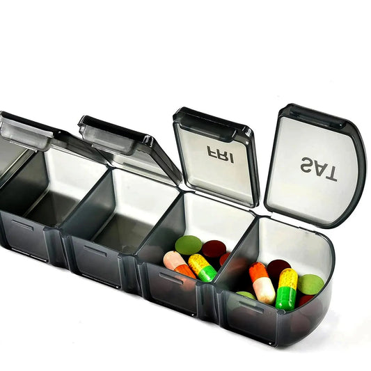 Medicine dispenser for 1 week with large compartments black - Image 3