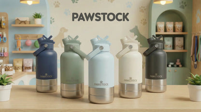 Pawstock 3-in-1 Insulated Dog Water Bottle with Dual Bowls – 1L Stainless Steel Travel Bottle - Navy - Image 4