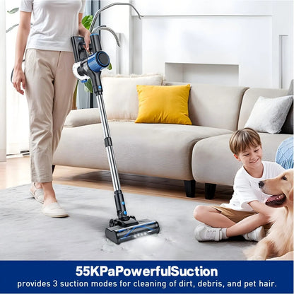 Cordless Vacuum Cleaner, 8 In 1 Powerful Suction Lightweight Vacuum Cleaner For Home, Led Display, 3 Suction Modes, 55Kpa Powerful Suction，45mins Detachable Battery Vacuum For Hard Floor Carpet Pet Hair - Image 2