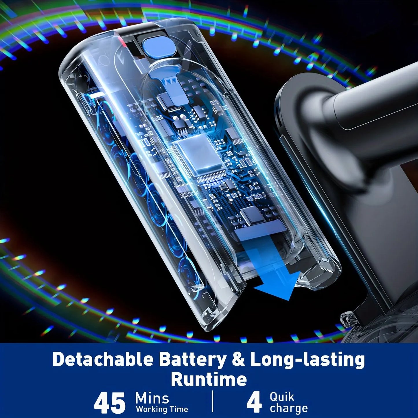 Cordless Vacuum Cleaner, 8 In 1 Powerful Suction Lightweight Vacuum Cleaner For Home, Led Display, 3 Suction Modes, 55Kpa Powerful Suction，45mins Detachable Battery Vacuum For Hard Floor Carpet Pet Hair - Image 6