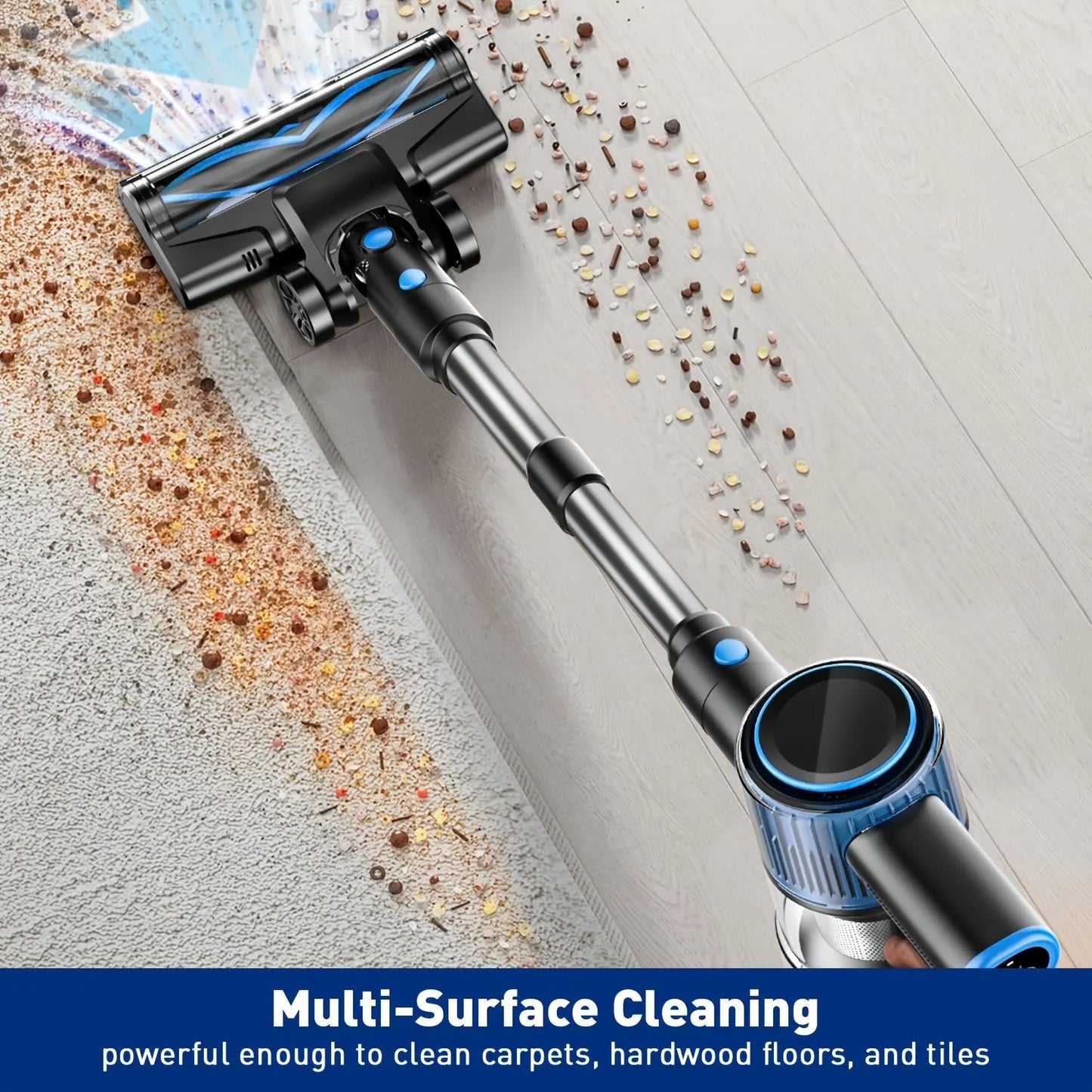 Cordless Vacuum Cleaner, 8 In 1 Powerful Suction Lightweight Vacuum Cleaner For Home, Led Display, 3 Suction Modes, 55Kpa Powerful Suction，45mins Detachable Battery Vacuum For Hard Floor Carpet Pet Hair - Image 8
