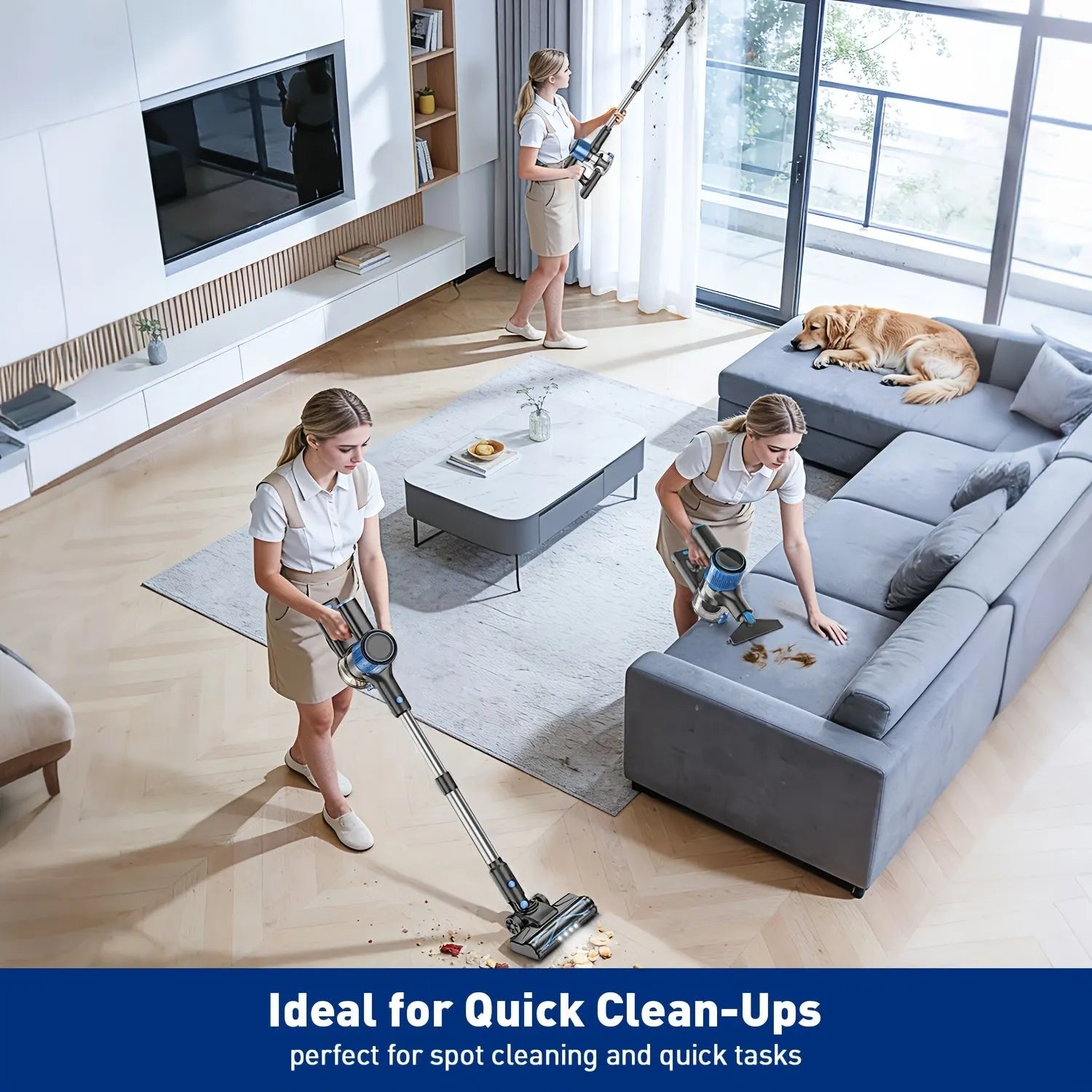 Cordless Vacuum Cleaner, 8 In 1 Powerful Suction Lightweight Vacuum Cleaner For Home, Led Display, 3 Suction Modes, 55Kpa Powerful Suction，45mins Detachable Battery Vacuum For Hard Floor Carpet Pet Hair - Image 9