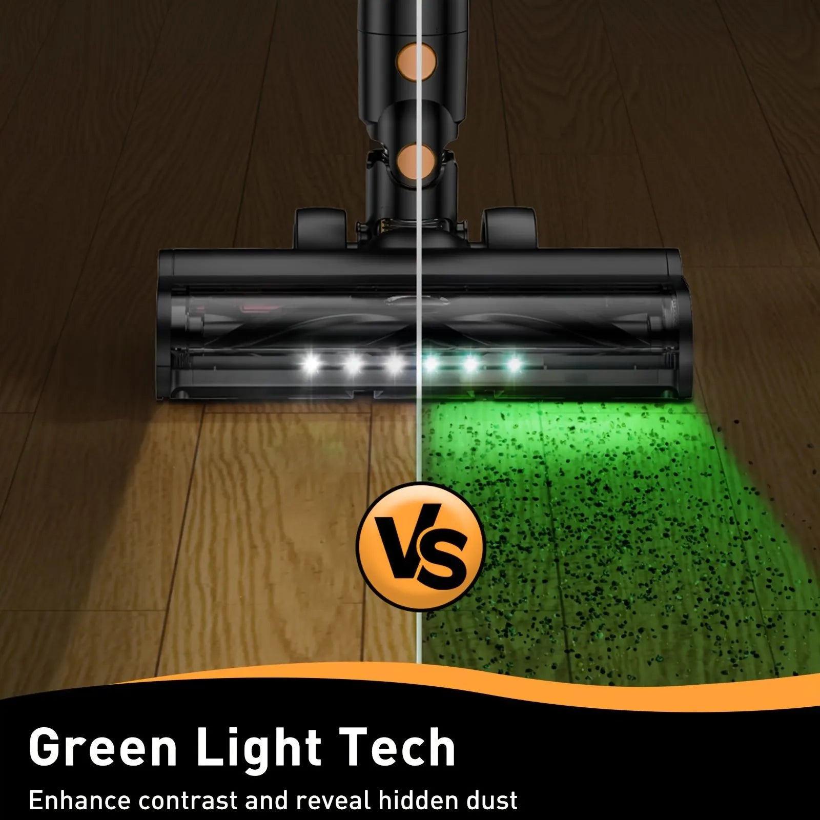 Cordless Vacuum Cleaner, 55Kpa Powerful Suction，8-in-1 Powerful Stick Vacuum Cleaner with Anti-tangle Brush And Upgraded Green Light, 2200mAh. 45 Minute Run Time Rechargeable Lightweight Vacuum Cleaner for Hardwood Floors, Carpets And Pet Hair. - Image 6