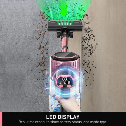 Cordless Vacuum Cleaner, 8 in 1 Powerful Suction Lightweight Vacuum Cleaner for Home, 55Kpa Powerful Suction，LED Display, 3 Suction Modes, 45Mins Detachable Battery Vacuum for Hard Floor Carpet Pet Hair - Image 3