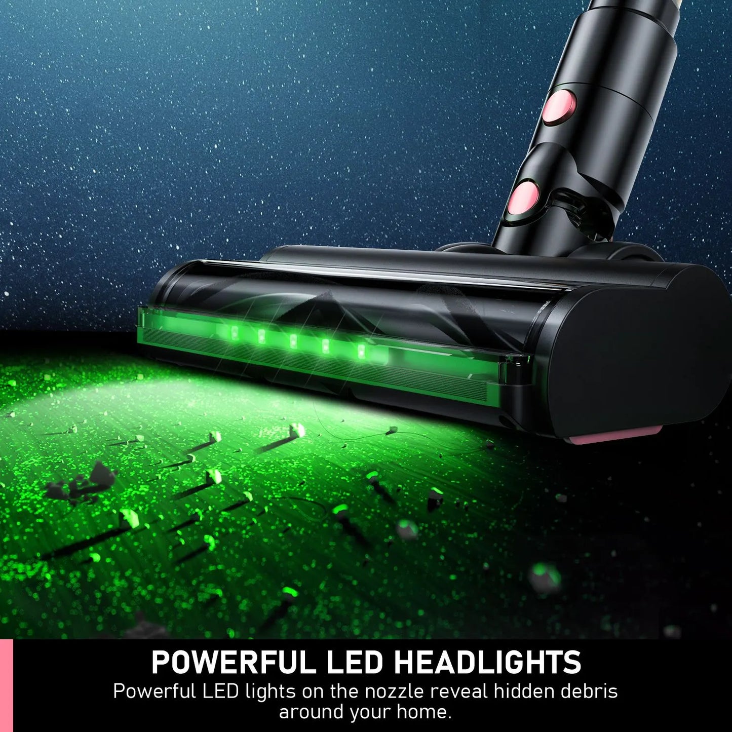 Cordless Vacuum Cleaner, 8 in 1 Powerful Suction Lightweight Vacuum Cleaner for Home, 55Kpa Powerful Suction，LED Display, 3 Suction Modes, 45Mins Detachable Battery Vacuum for Hard Floor Carpet Pet Hair - Image 4