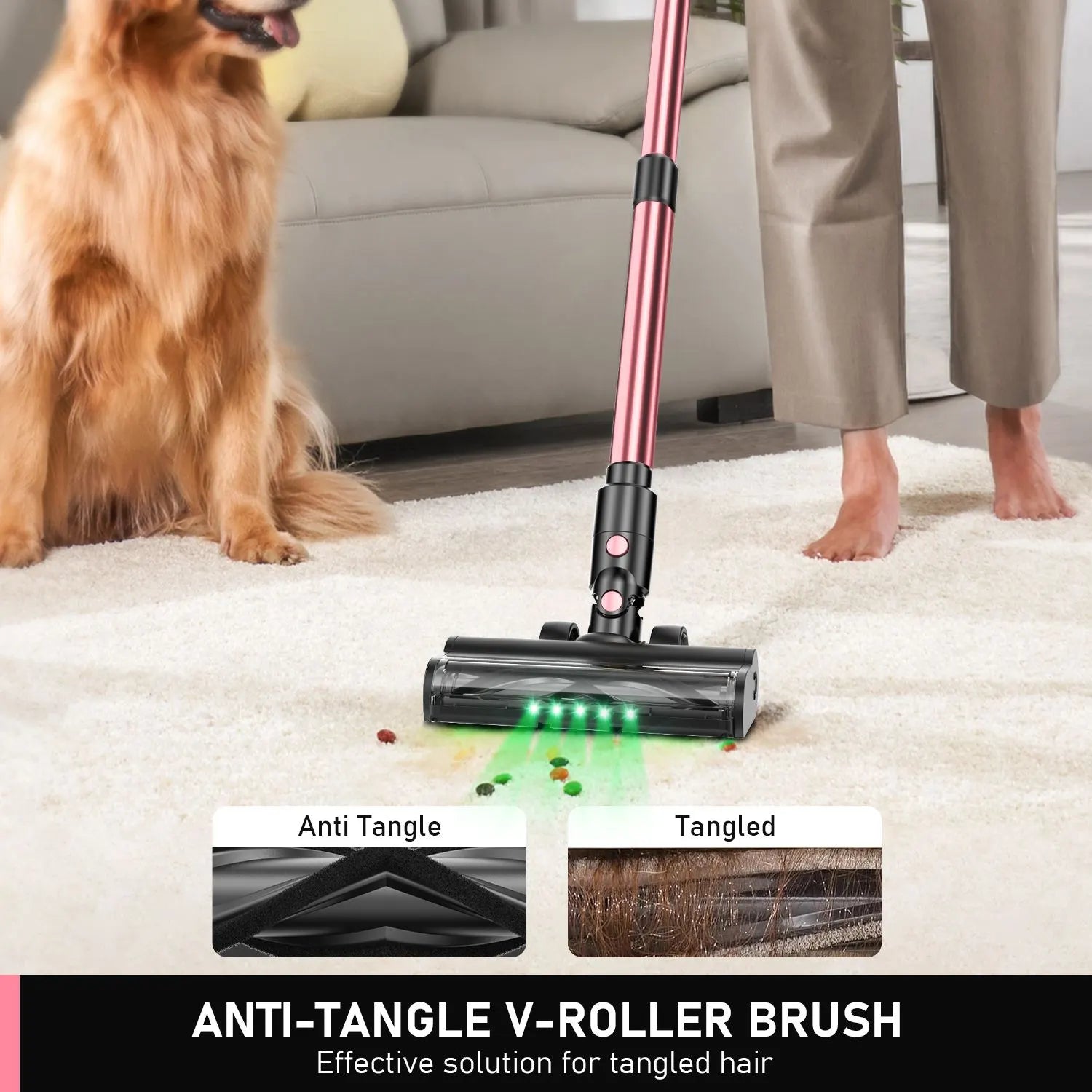 Cordless Vacuum Cleaner, 8 in 1 Powerful Suction Lightweight Vacuum Cleaner for Home, 55Kpa Powerful Suction，LED Display, 3 Suction Modes, 45Mins Detachable Battery Vacuum for Hard Floor Carpet Pet Hair - Image 5