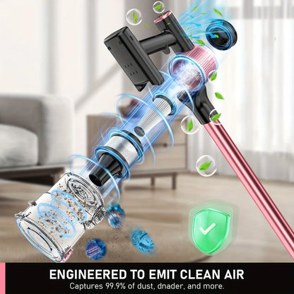 Cordless Vacuum Cleaner, 8 in 1 Powerful Suction Lightweight Vacuum Cleaner for Home, 55Kpa Powerful Suction，LED Display, 3 Suction Modes, 45Mins Detachable Battery Vacuum for Hard Floor Carpet Pet Hair - Image 6
